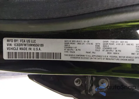 2021 Ram 1500 Big Horn 4X4 6'4 Box from USA, damaged, VIN 1C6SRFMTXMN556189